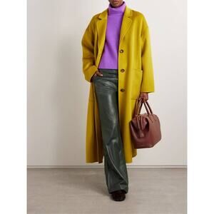 Ulla Johnson Lotti Leather Wide Leg Pants in Jasper Dark Green 0